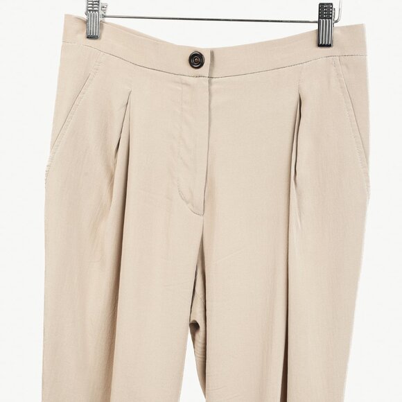 Brunello Cucinelli Taupe Silk Pleated Trousers - Picture 3 of 10